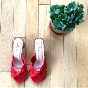NWOT Lulu’s Red Suede Sandals